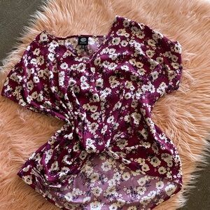 Bobeau Purple Floral Blouse
